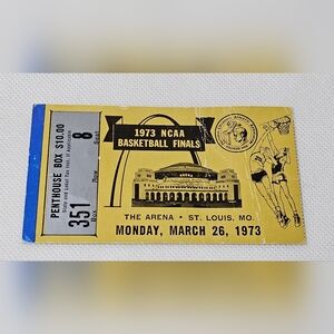 1973 NCAA Basketball Finals Ticket Stub UCLA Bruins vs Memphis State Bill Walton